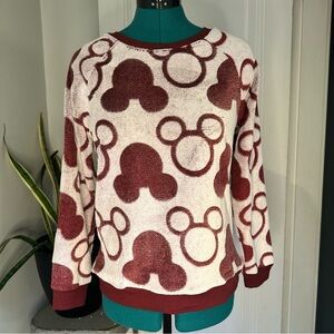 Disney Women's Fleece Lounge Sweater XS Burgundy